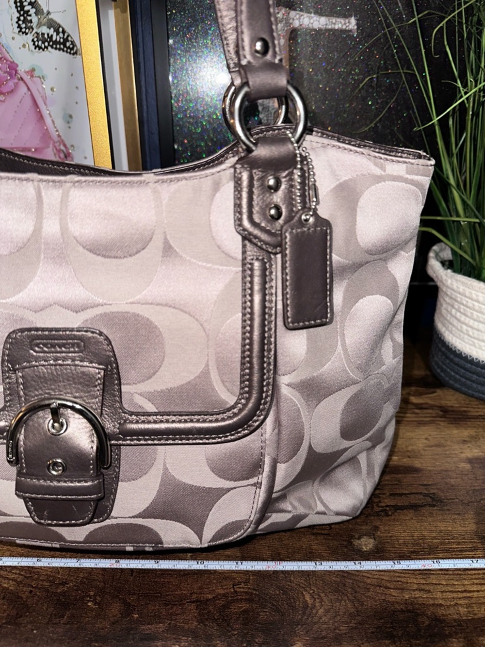 Coach Campbell Signature Metallic Belle Carryall shoulder bag - Picture 6 of 16